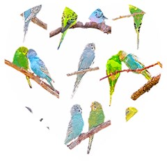 Parakeet T-shirtlots Of Colorful Parakeets - Cute Little Birds T-shirt Wooden Puzzle Heart