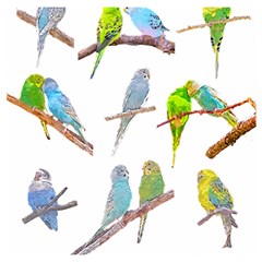 Parakeet T-shirtlots Of Colorful Parakeets - Cute Little Birds T-shirt Wooden Puzzle Square by EnriqueJohnson