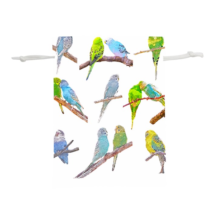 Parakeet T-shirtlots Of Colorful Parakeets - Cute Little Birds T-shirt Lightweight Drawstring Pouch (L)