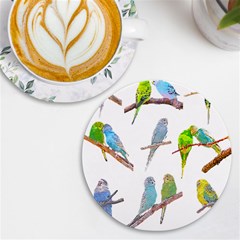 Parakeet T-shirtlots Of Colorful Parakeets - Cute Little Birds T-shirt UV Print Round Tile Coaster