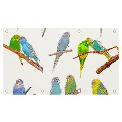 Parakeet T-shirtlots Of Colorful Parakeets - Cute Little Birds T-shirt Banner And Sign 7  X 4  by EnriqueJohnson