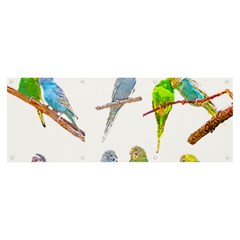 Parakeet T-shirtlots Of Colorful Parakeets - Cute Little Birds T-shirt Banner And Sign 8  X 3  by EnriqueJohnson