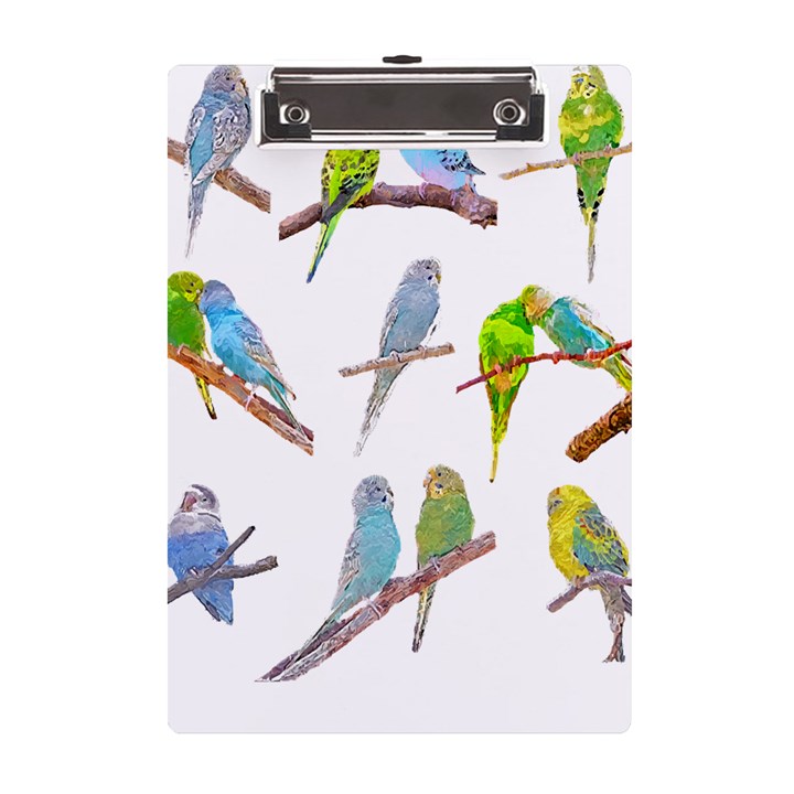 Parakeet T-shirtlots Of Colorful Parakeets - Cute Little Birds T-shirt A5 Acrylic Clipboard