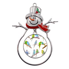 Parakeet T-shirtlots Of Colorful Parakeets - Cute Little Birds T-shirt Metal Snowman Ornament