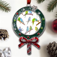 Parakeet T-shirtlots Of Colorful Parakeets - Cute Little Birds T-shirt Metal X Mas Lollipop with Crystal Ornament