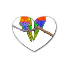 Parrots T-shirtcute Rainbow Loris - Lorikeet T-shirt Rubber Heart Coaster (4 Pack) by EnriqueJohnson