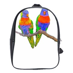 Parrots T-shirtcute Rainbow Loris - Lorikeet T-shirt School Bag (large) by EnriqueJohnson