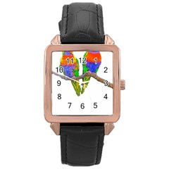 Parrots T-shirtcute Rainbow Loris - Lorikeet T-shirt Rose Gold Leather Watch  by EnriqueJohnson