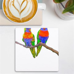 Parrots T-shirtcute Rainbow Loris - Lorikeet T-shirt Uv Print Square Tile Coaster  by EnriqueJohnson