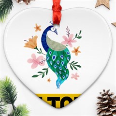 Peacock T-shirtnope Not Today Peacock 65 T-shirt Heart Ornament (two Sides) by EnriqueJohnson