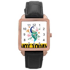 Peacock T-shirtnope Not Today Peacock 65 T-shirt Rose Gold Leather Watch  by EnriqueJohnson