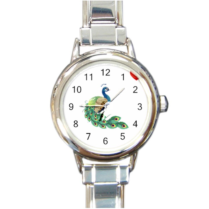 Peacock T-shirtsteal Your Heart Peacock 06 T-shirt Round Italian Charm Watch