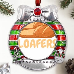 Bread Baking T- Shirt Funny Bread Baking Baker Loafers T- Shirt Metal X mas Ribbon With Red Crystal Round Ornament by JamesGoode