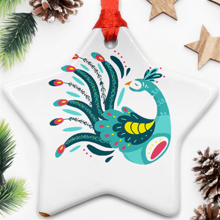 Peacock T-shirtsteal Your Heart Peacock 66 T-shirt Ornament (Star)