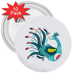 Peacock T-shirtsteal Your Heart Peacock 66 T-shirt 3  Buttons (10 Pack) 