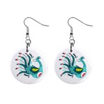 Peacock T-shirtsteal Your Heart Peacock 66 T-shirt Mini Button Earrings Front