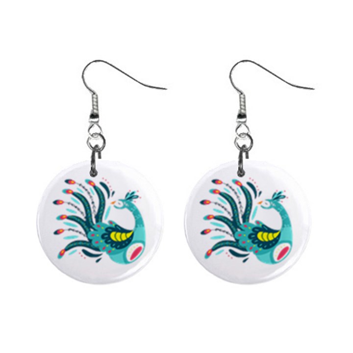 Peacock T-shirtsteal Your Heart Peacock 66 T-shirt Mini Button Earrings