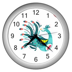 Peacock T-shirtsteal Your Heart Peacock 66 T-shirt Wall Clock (silver) by EnriqueJohnson