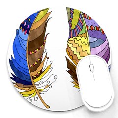 Feathers Design T- Shirtfeathers T- Shirt Round Mousepad by ZUXUMI