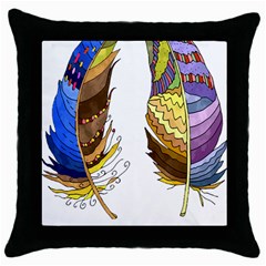 Feathers Design T- Shirtfeathers T- Shirt Throw Pillow Case (black) by ZUXUMI