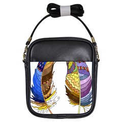 Feathers Design T- Shirtfeathers T- Shirt Girls Sling Bag by ZUXUMI