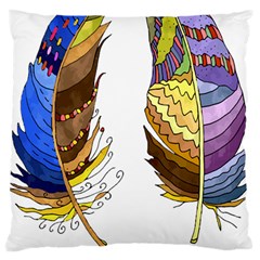 Feathers Design T- Shirtfeathers T- Shirt Large Premium Plush Fleece Cushion Case (two Sides) by ZUXUMI