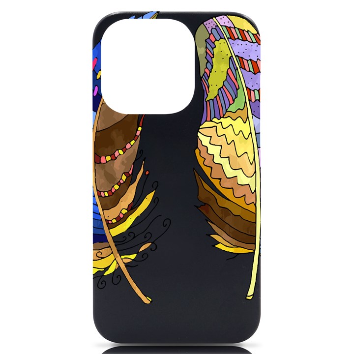 Feathers Design T- Shirtfeathers T- Shirt iPhone 14 Pro Black UV Print Case