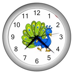 Peacock T-shirtsteal Your Heart Peacock 192 T-shirt Wall Clock (silver) by EnriqueJohnson