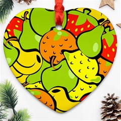 Fruit Food Wallpaper Heart Ornament (two Sides) by Dutashop