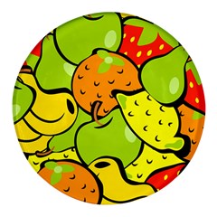 Fruit Food Wallpaper Round Glass Fridge Magnet (4 Pack) by Dutashop