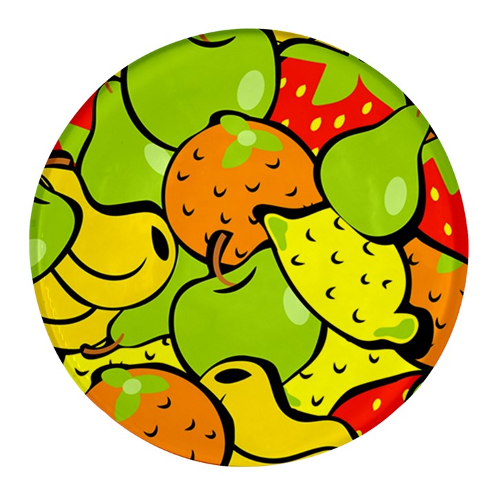 Fruit Food Wallpaper Round Glass Fridge Magnet (4 pack)