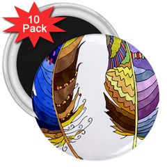 Feathers Design T- Shirtfeathers T- Shirt 3  Magnets (10 Pack)  by ZUXUMI