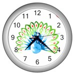 Peacock T-shirtsteal Your Heart Peacock 203 T-shirt Wall Clock (Silver) Front