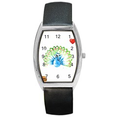 Peacock T-shirtsteal Your Heart Peacock 203 T-shirt Barrel Style Metal Watch by EnriqueJohnson