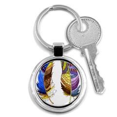 Feathers Design T- Shirtfeathers T- Shirt Key Chain (round) by ZUXUMI