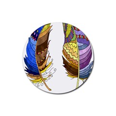 Feathers Design T- Shirtfeathers T- Shirt Rubber Coaster (round) by ZUXUMI