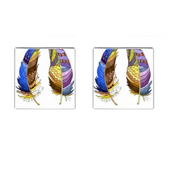 Feathers Design T- Shirtfeathers T- Shirt Cufflinks (square) by ZUXUMI