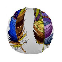 Feathers Design T- Shirtfeathers T- Shirt Standard 15  Premium Flano Round Cushions by ZUXUMI