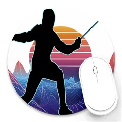 Fencing Funny T- Shirt Fencing Sport Fencing T- Shirt (1) Round Mousepad by ZUXUMI