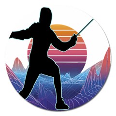 Fencing Funny T- Shirt Fencing Sport Fencing T- Shirt (1) Magnet 5  (round) by ZUXUMI