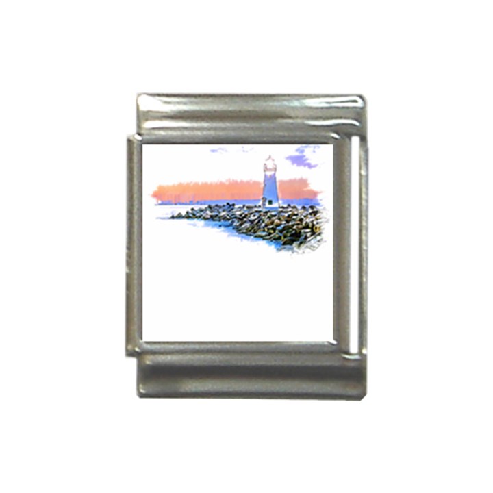 Breakwater Santa Cruz T- Shirt Lighthouse Breakwater Santa Cruz U S A Voyage Art Digital Painting Wa Italian Charm (13mm)