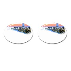 Breakwater Santa Cruz T- Shirt Lighthouse Breakwater Santa Cruz U S A Voyage Art Digital Painting Wa Cufflinks (oval) by JamesGoode