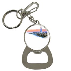 Breakwater Santa Cruz T- Shirt Lighthouse Breakwater Santa Cruz U S A Voyage Art Digital Painting Wa Bottle Opener Key Chain by JamesGoode