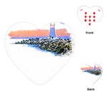 Breakwater Santa Cruz T- Shirt Lighthouse Breakwater Santa Cruz U S A Voyage Art Digital Painting Wa Playing Cards Single Design (Heart) Front