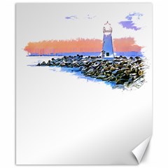 Breakwater Santa Cruz T- Shirt Lighthouse Breakwater Santa Cruz U S A Voyage Art Digital Painting Wa Canvas 8  X 10 