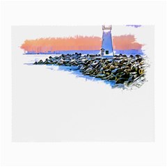 Breakwater Santa Cruz T- Shirt Lighthouse Breakwater Santa Cruz U S A Voyage Art Digital Painting Wa Small Glasses Cloth (2 Sides) by JamesGoode