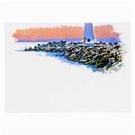 Breakwater Santa Cruz T- Shirt Lighthouse Breakwater Santa Cruz U S A Voyage Art Digital Painting Wa Large Glasses Cloth Front