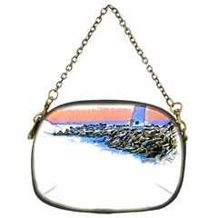 Breakwater Santa Cruz T- Shirt Lighthouse Breakwater Santa Cruz U S A Voyage Art Digital Painting Wa Chain Purse (one Side) by JamesGoode