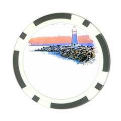 Breakwater Santa Cruz T- Shirt Lighthouse Breakwater Santa Cruz U S A Voyage Art Digital Painting Wa Poker Chip Card Guard (10 Pack) by JamesGoode