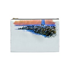 Breakwater Santa Cruz T- Shirt Lighthouse Breakwater Santa Cruz U S A Voyage Art Digital Painting Wa Cosmetic Bag (medium) by JamesGoode